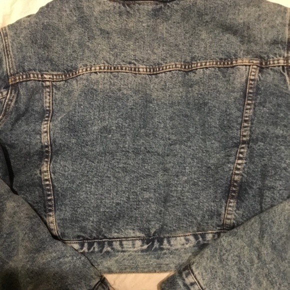 ASOS Denim Borg Sherpa Jacket Size 6 Midwash Blue Boho Western Hippie Festival - Picture 2 of 4